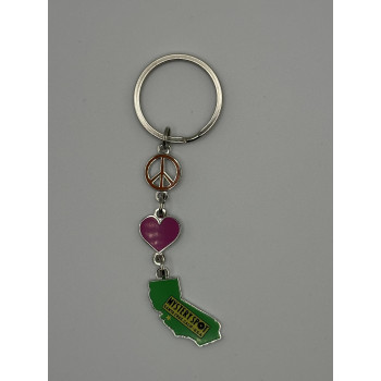 Peace, Love, California Keychain